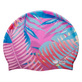 Фото Шапка для плавания FARBED CAP (FARBED CAP-ROSE VIO PALMS PRIN), Цвет - розовый, синий, Шапки для плавания