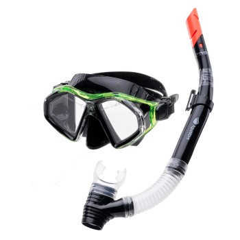 Фото Комплект маска и трубка SEAL SET (SEAL SET-BLK/LIME/TRANSPARENT), Цвет - черный, лайм, прозрачный, Маски для плавания
