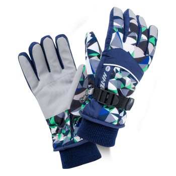 Фото Перчатки горнолыжные HARRI JR (HARRI JR-DRS BLUE/GRN PRINT), Цвет - синий, зеленый, Горнолыжные перчатки