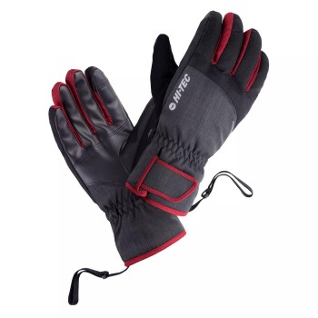 Фото Перчатки горнолыжные HURI (HURI-EBONY MELANGE/MERLOT), Цвет - черный, серый, красный, Горнолыжные перчатки