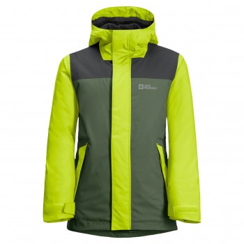 Фото Горнолыжная куртка ICY MOUNTAIN JACKET K (1609461_5032), Цвет - темно-зеленый, лаймовый, Горнолыжные