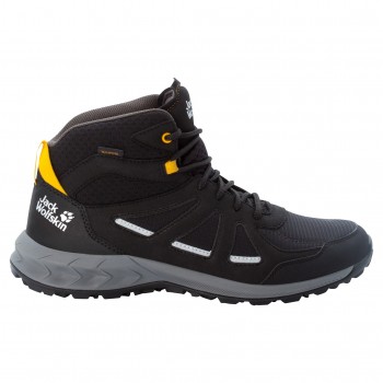 Фото Ботинки WOODLAND 2 TEXAPORE MID M (4051261_6055), Цвет - черный, желтый, Треккинговые ботинки