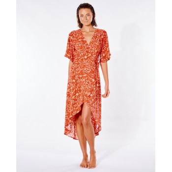 Фото Сукня LUNAR TIDES WRAP DRESS (GDRMH9-40), Колір - червоний з принтом, Сукні